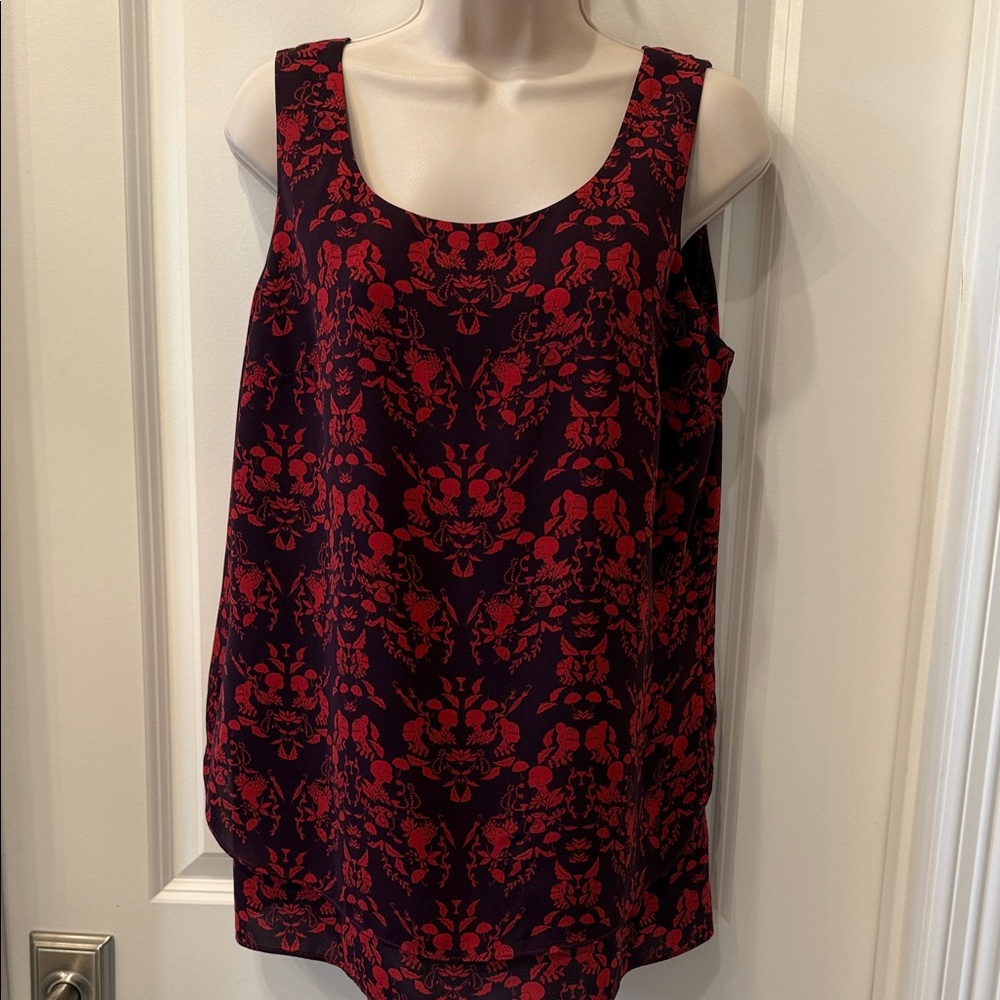 CAbi Red and Black Floral Tank Top